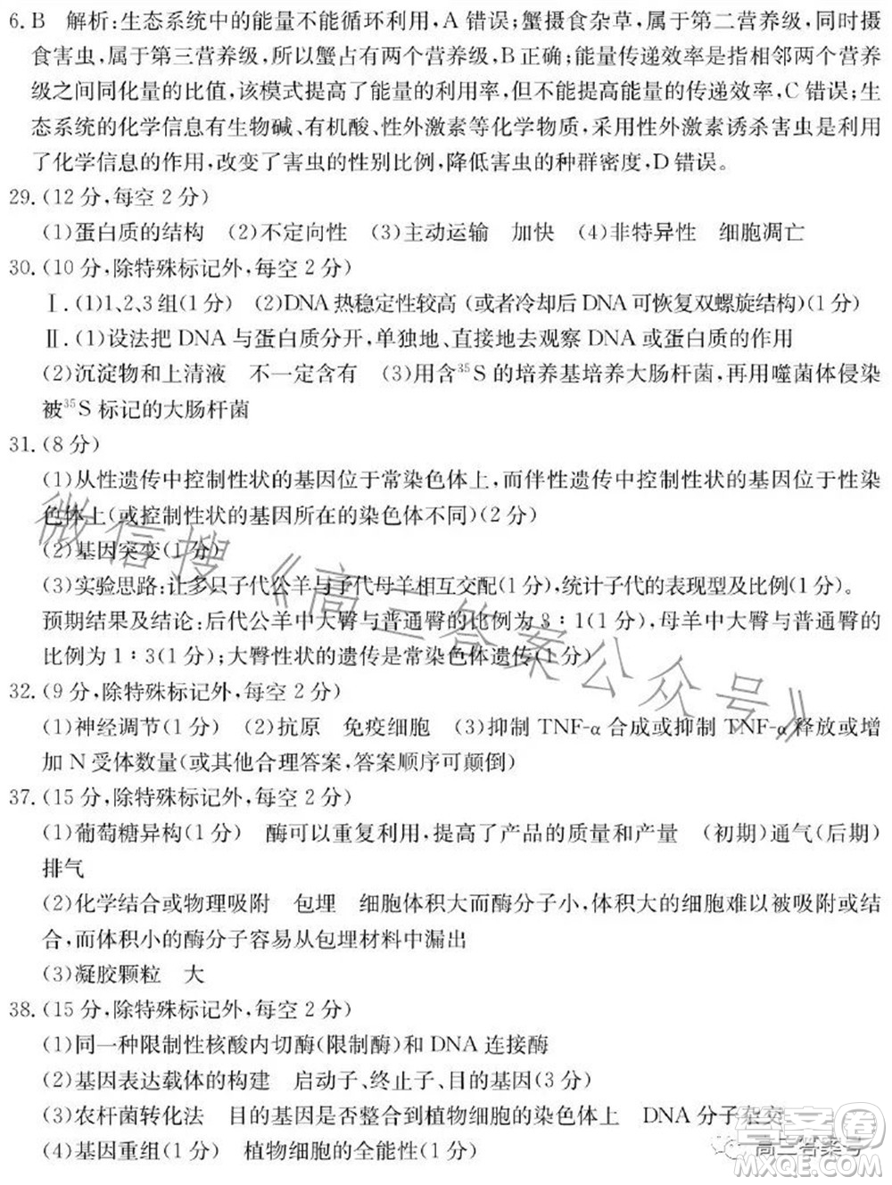 廣西2023屆普通高中畢業(yè)班摸底測試理科綜合試題及答案