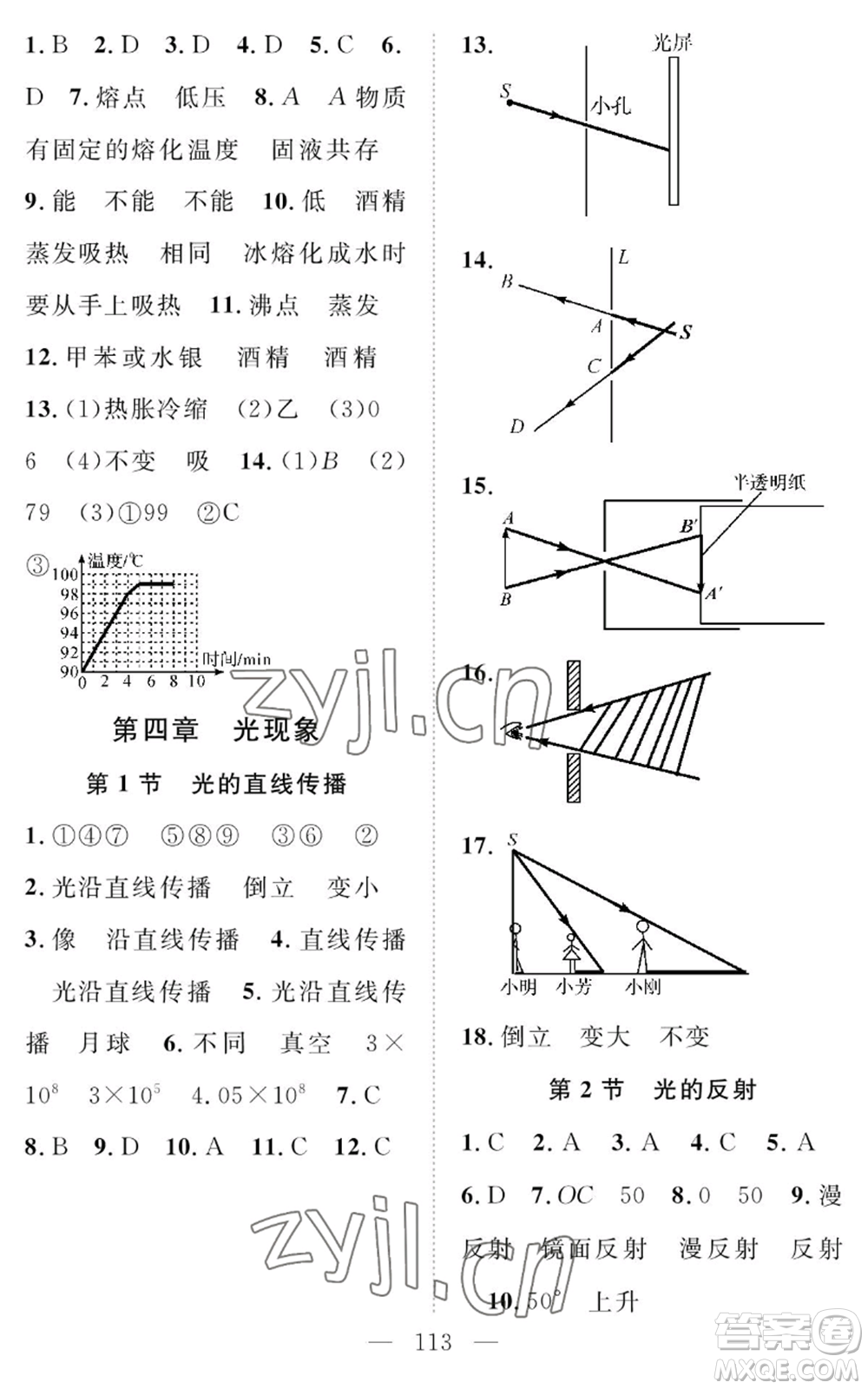 長江少年兒童出版社2022智慧課堂創(chuàng)新作業(yè)八年級上冊物理人教版參考答案