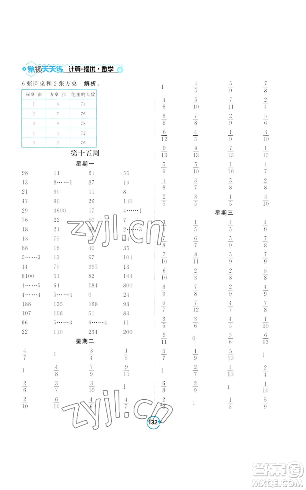 開明出版社2022常規(guī)天天練計(jì)算+提優(yōu)三年級(jí)上冊(cè)數(shù)學(xué)蘇教版參考答案