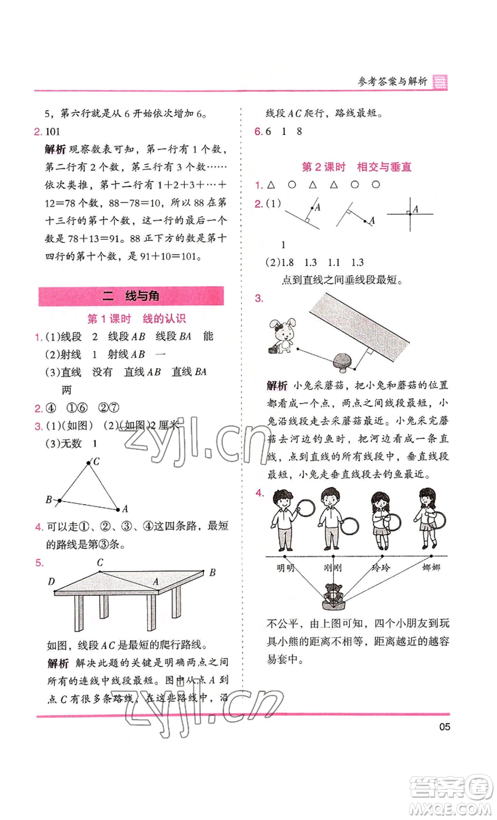 湖南師范大學(xué)出版社2022木頭馬分層課課練四年級上冊數(shù)學(xué)北師大版參考答案