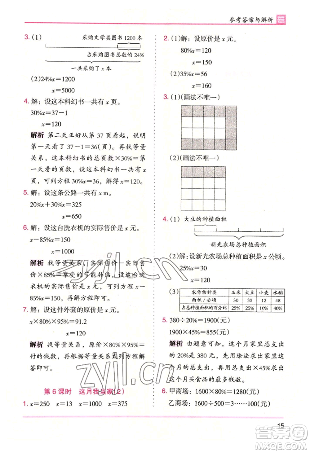 湖南師范大學出版社2022木頭馬分層課課練六年級上冊數(shù)學北師大版參考答案