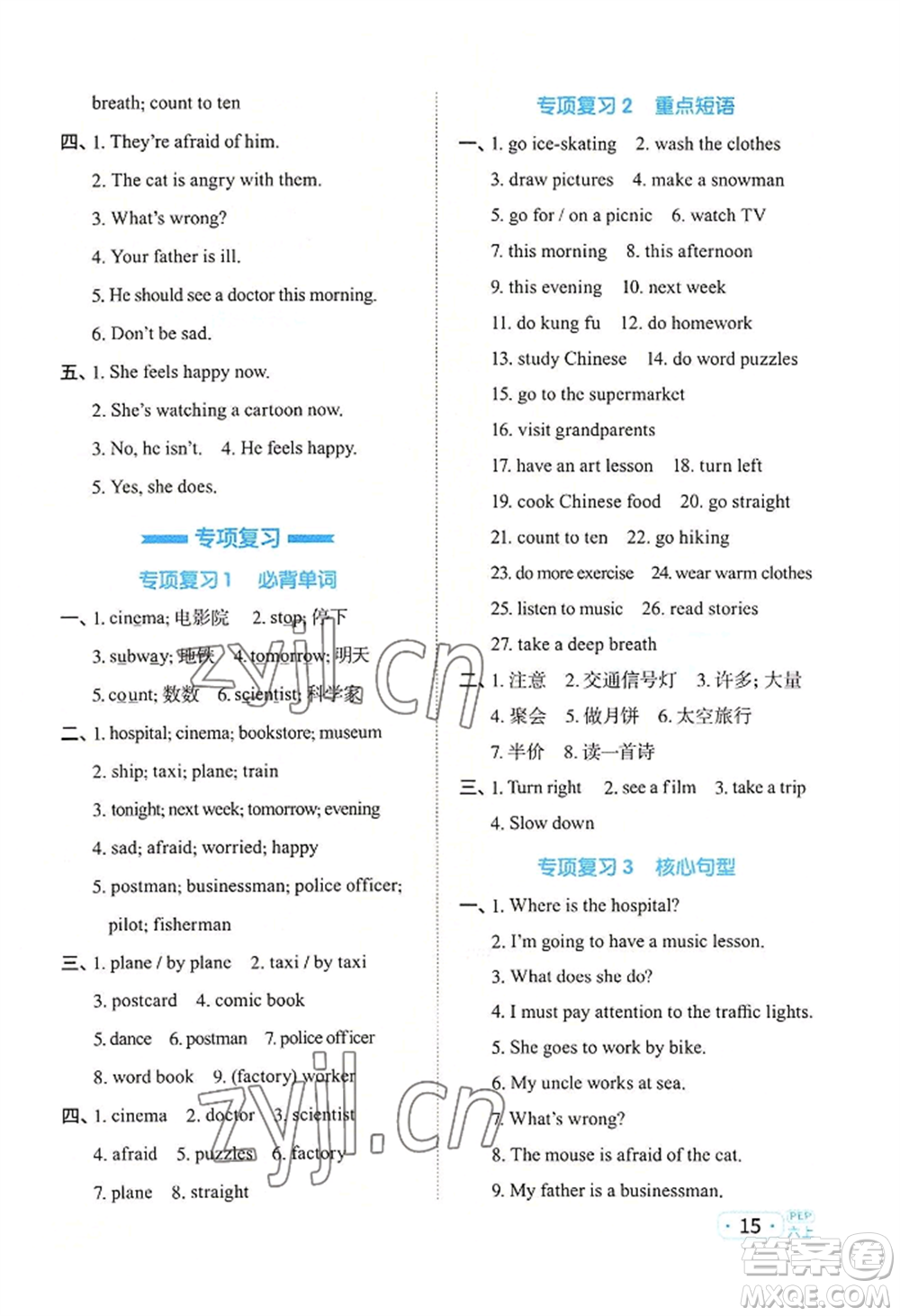 江西教育出版社2022陽(yáng)光同學(xué)默寫(xiě)小達(dá)人六年級(jí)上冊(cè)英語(yǔ)人教版參考答案