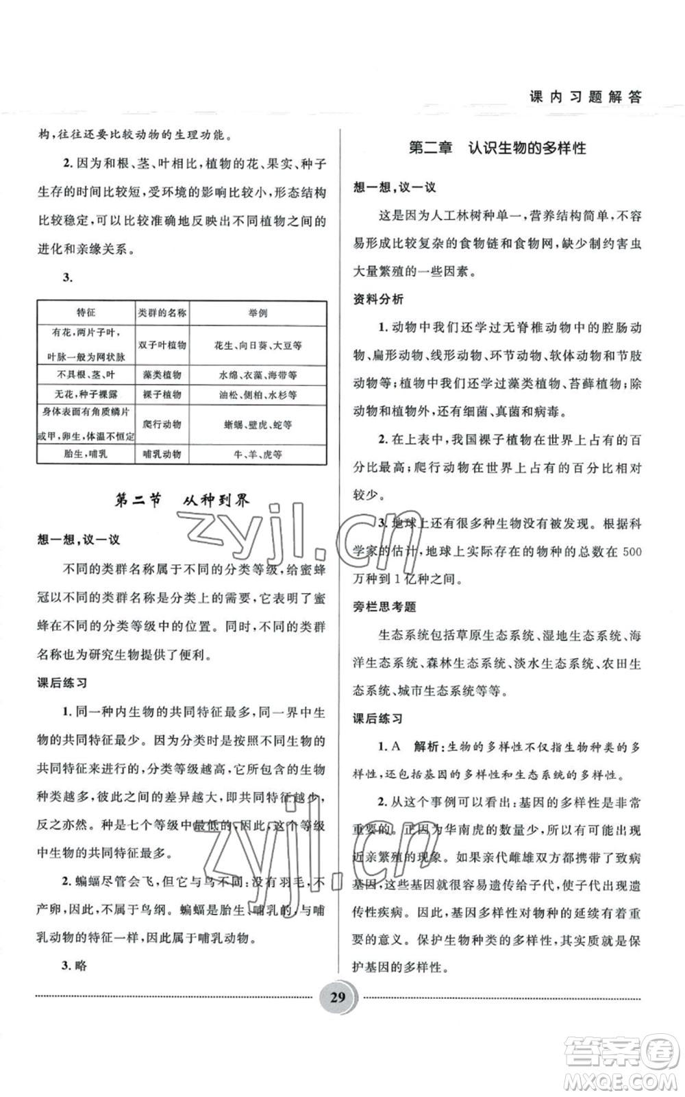 河北少年兒童出版社2022奪冠百分百初中精講精練八年級(jí)上冊(cè)生物人教版參考答案