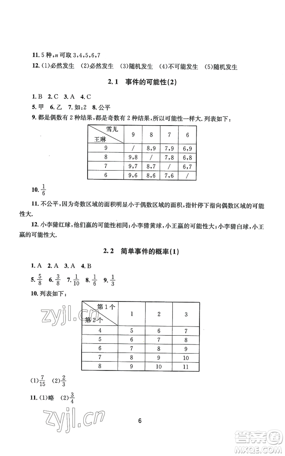 南京大學(xué)出版社2022全程助學(xué)九年級數(shù)學(xué)浙教版參考答案