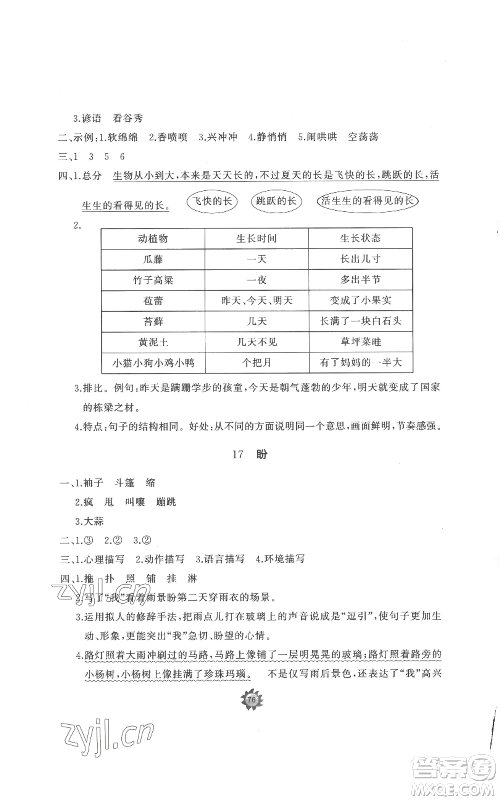 山東友誼出版社2022精練課堂分層作業(yè)六年級(jí)上冊(cè)語(yǔ)文人教版參考答案