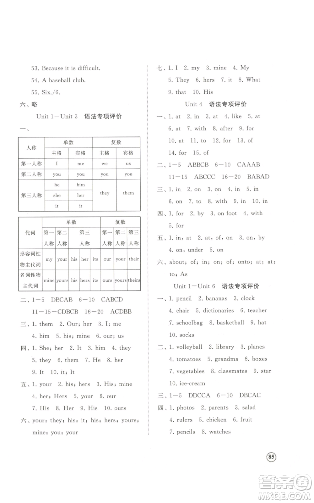 山東友誼出版社2022伴你學(xué)精練課堂分層作業(yè)七年級上冊英語人教版參考答案