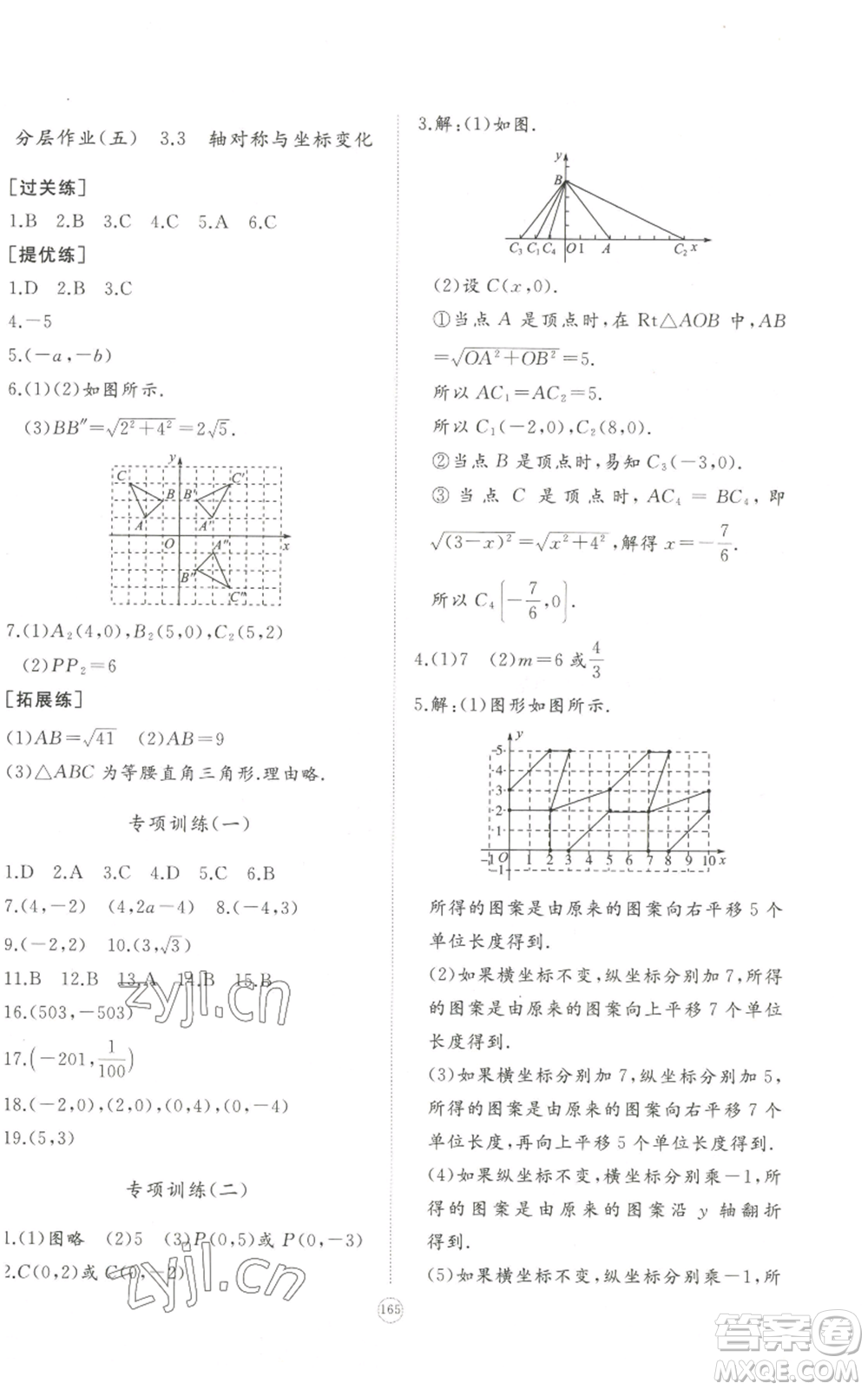 山東友誼出版社2022精練課堂分層作業(yè)八年級上冊數(shù)學(xué)人教版參考答案