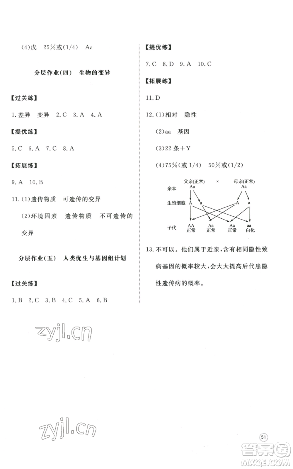 山東友誼出版社2022精練課堂分層作業(yè)八年級(jí)上冊(cè)生物學(xué)人教版參考答案