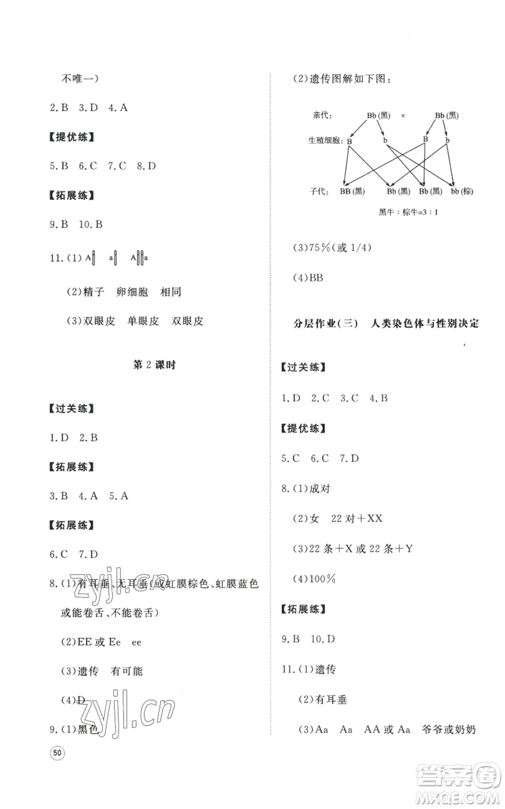 山東友誼出版社2022精練課堂分層作業(yè)八年級(jí)上冊(cè)生物學(xué)人教版參考答案