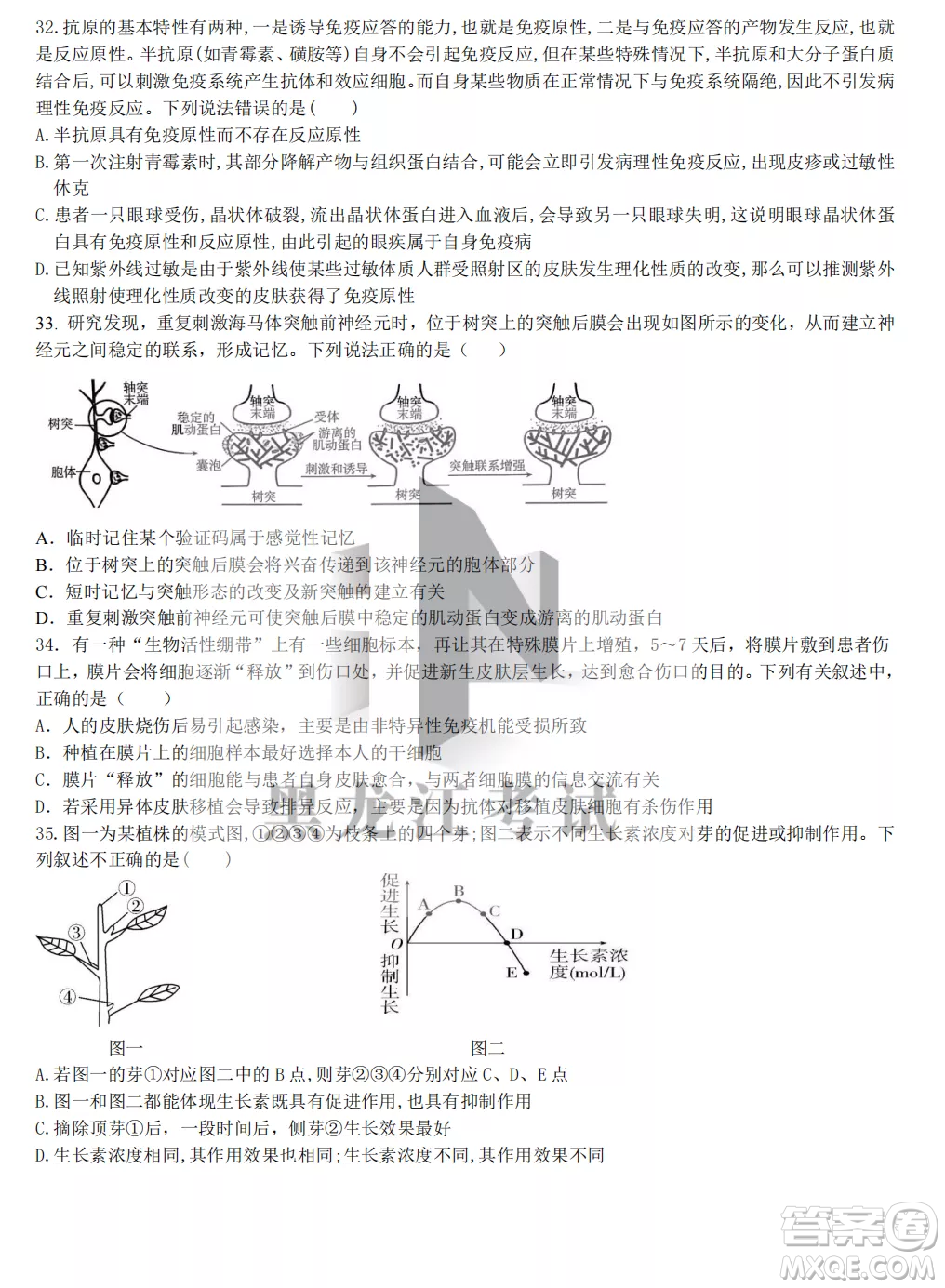 齊齊哈爾市實驗中學(xué)2022-2023學(xué)年度第一學(xué)期高二期中考試生物試題及答案