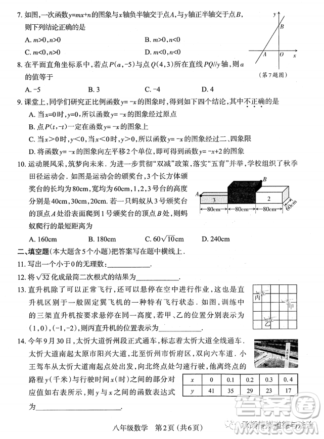 太原市2022-2023學(xué)年第一學(xué)期八年級(jí)期中質(zhì)量檢測(cè)數(shù)學(xué)試卷答案