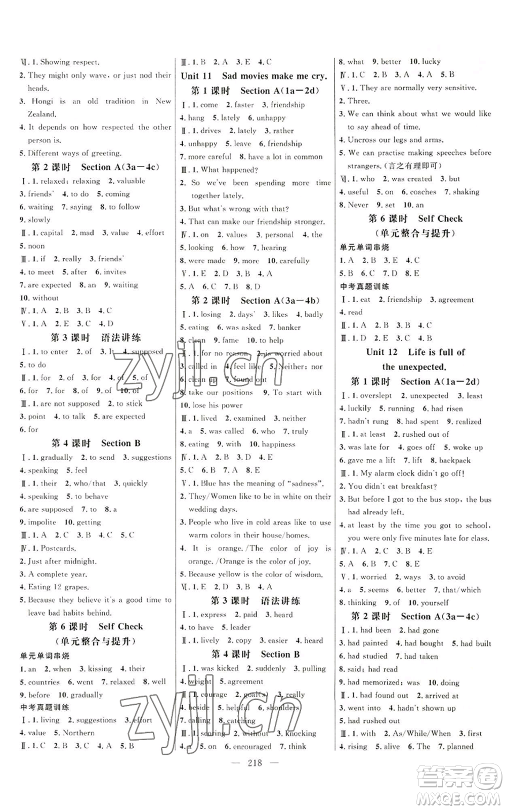 延邊大學(xué)出版社2022細(xì)解巧練九年級英語人教版參考答案