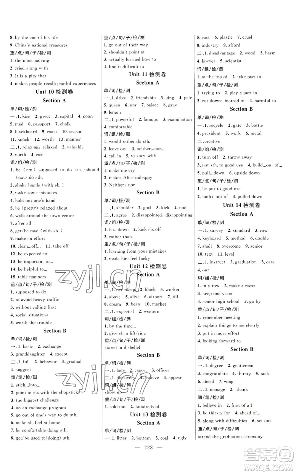 延邊大學(xué)出版社2022細(xì)解巧練九年級英語人教版參考答案