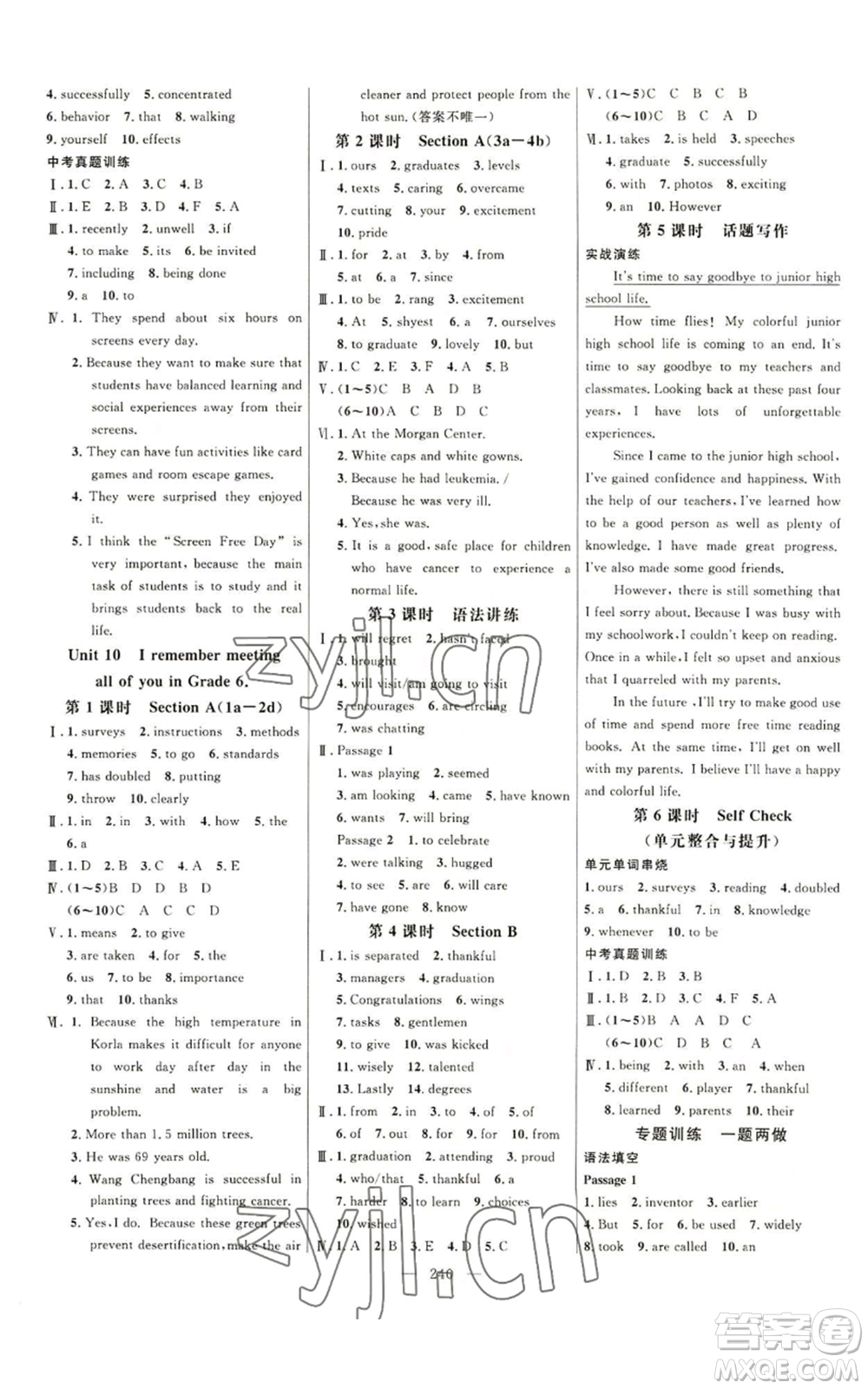 延邊大學出版社2022細解巧練九年級英語魯教版參考答案