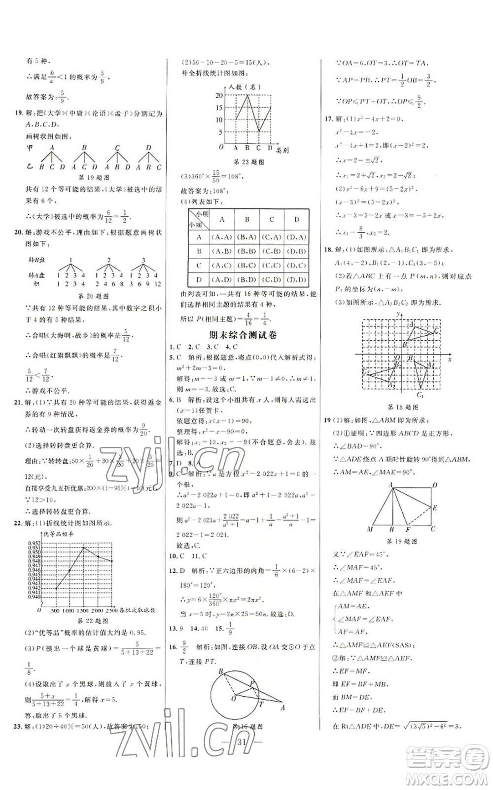 延邊大學(xué)出版社2022細(xì)解巧練九年級(jí)上冊(cè)數(shù)學(xué)人教版參考答案