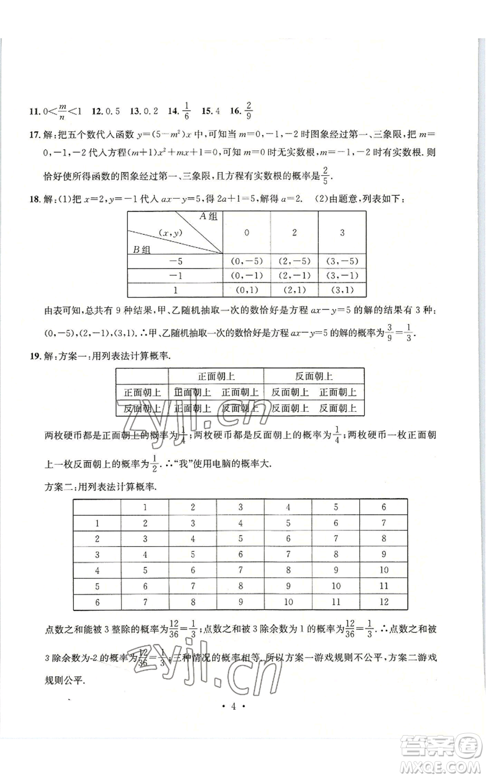 浙江工商大學(xué)出版社2022習(xí)題e百檢測卷九年級數(shù)學(xué)浙教版參考答案