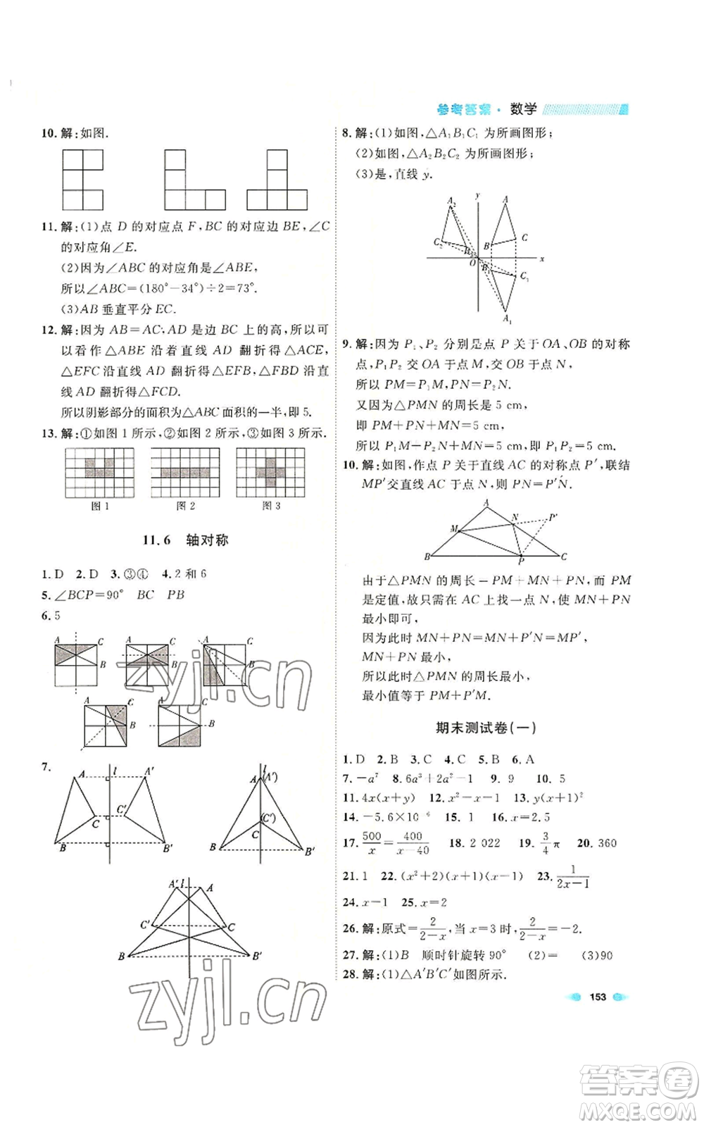 天津人民出版社2022上海作業(yè)七年級第一學期數(shù)學通用版參考答案