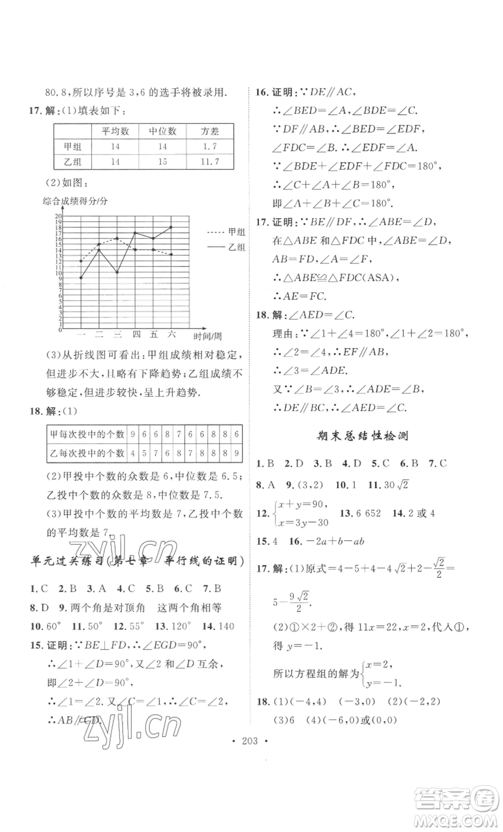 安徽人民出版社2022思路教練同步課時(shí)作業(yè)八年級(jí)上冊(cè)數(shù)學(xué)北師大版參考答案