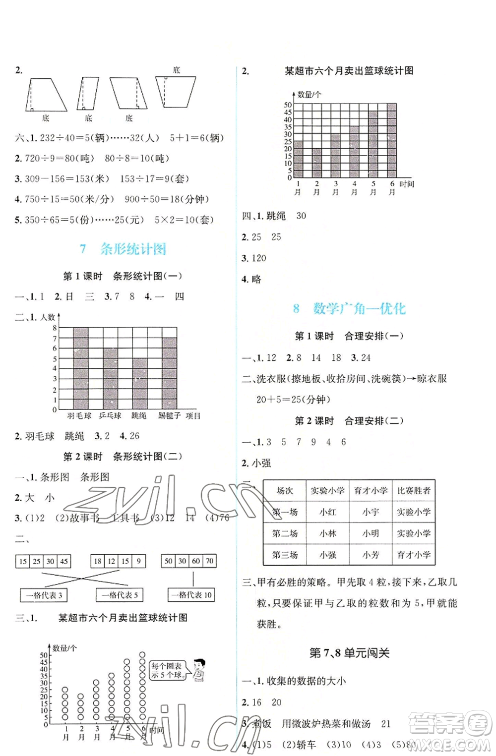 人民教育出版社2022人教金學(xué)典同步解析與測評學(xué)考練四年級上冊數(shù)學(xué)人教版參考答案