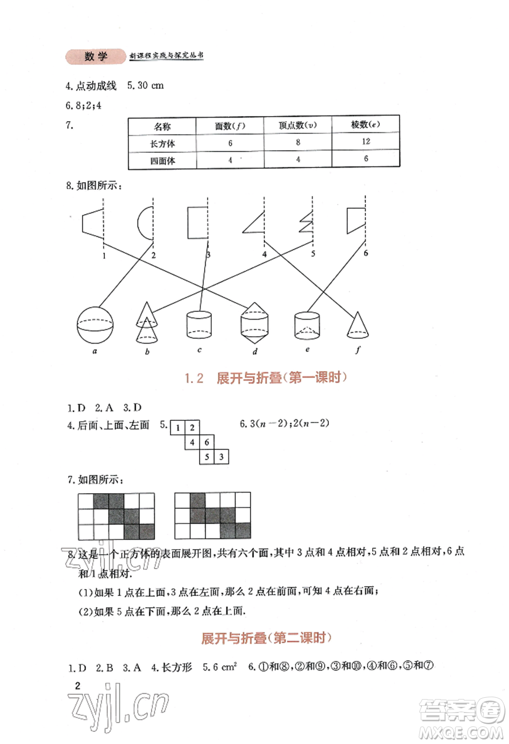 四川教育出版社2022新課程實(shí)踐與探究叢書七年級(jí)上冊(cè)數(shù)學(xué)北師大版參考答案