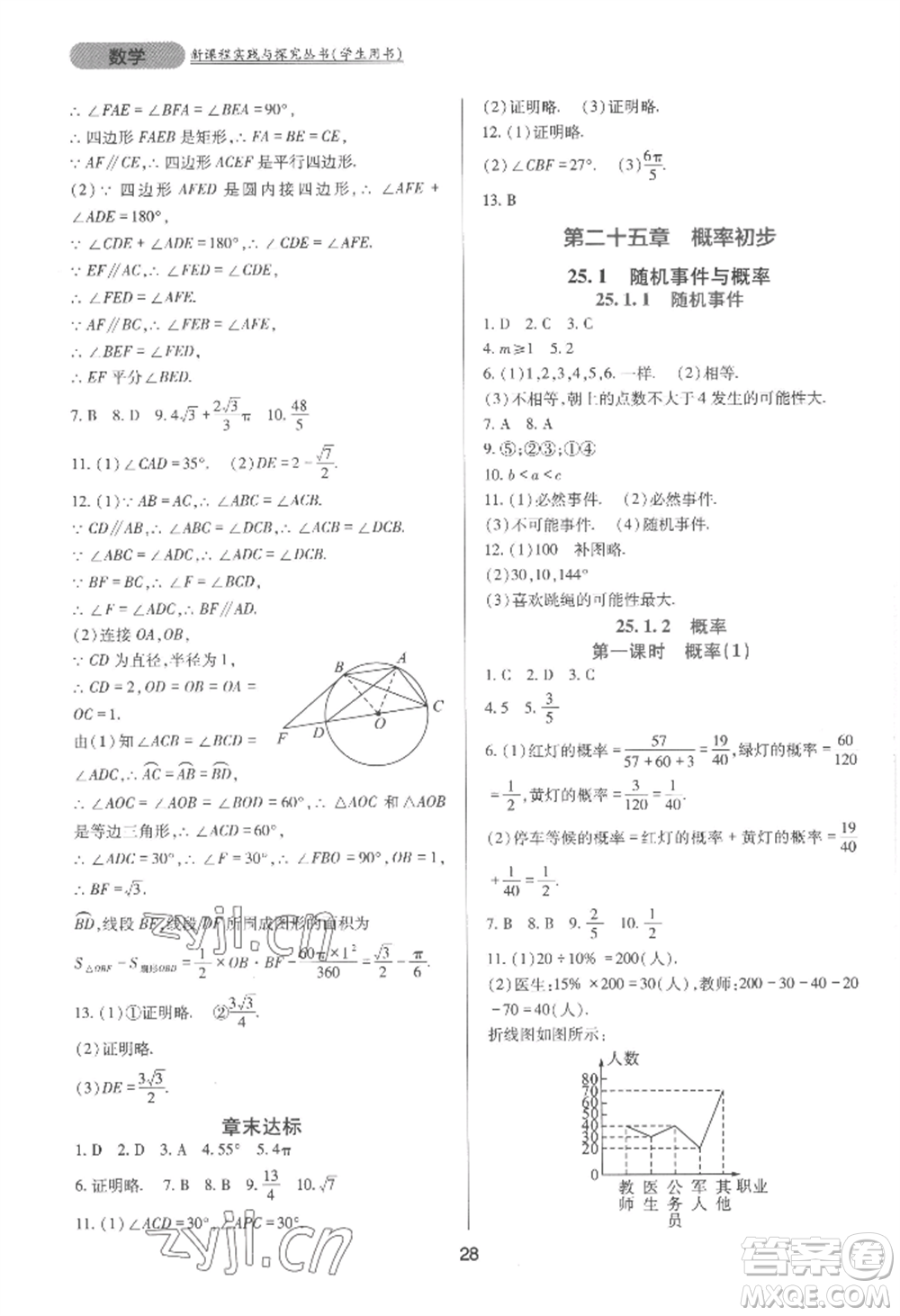 四川教育出版社2022新課程實(shí)踐與探究叢書九年級(jí)上冊(cè)數(shù)學(xué)人教版參考答案