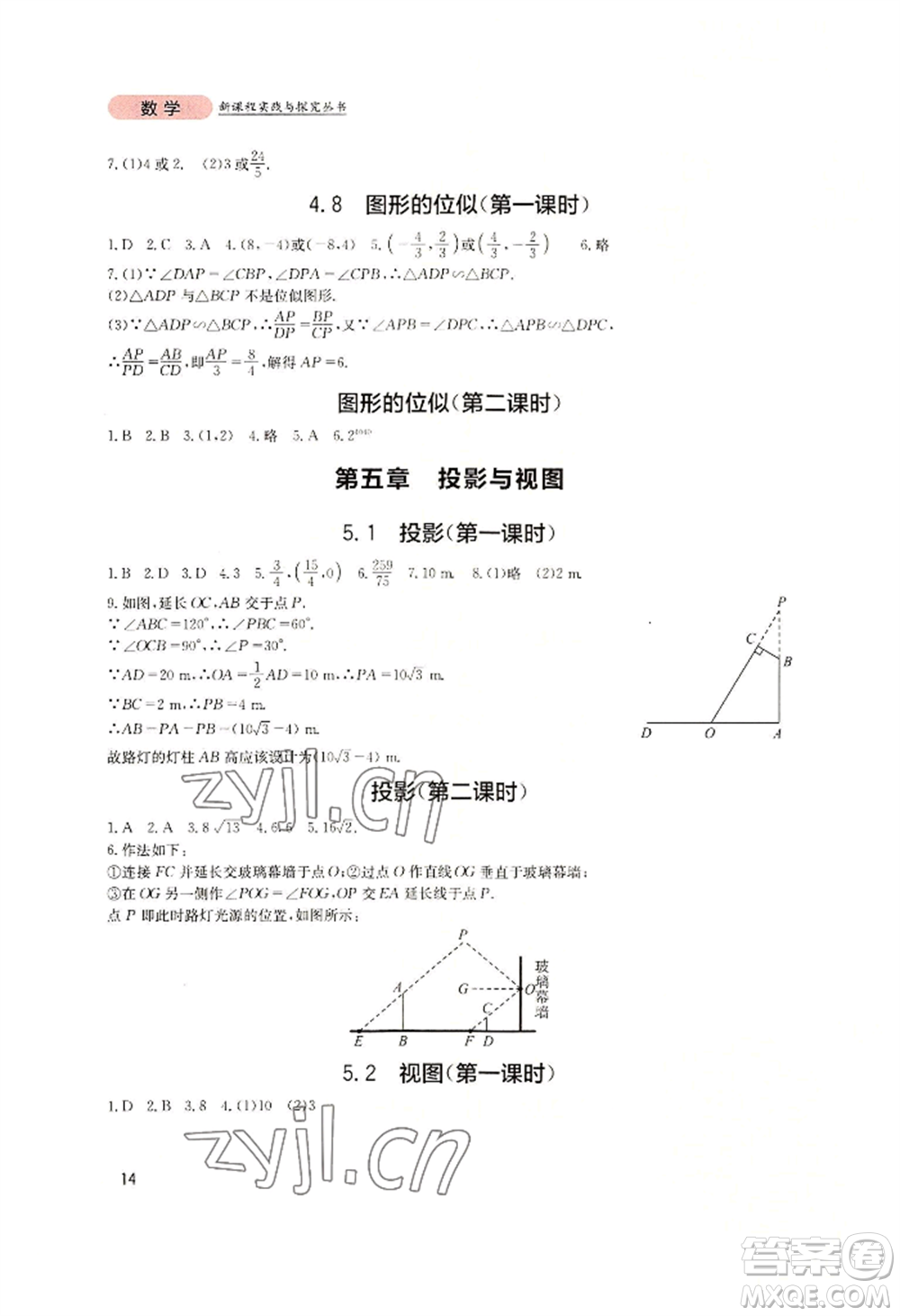 四川教育出版社2022新課程實踐與探究叢書九年級上冊數(shù)學北師大版參考答案