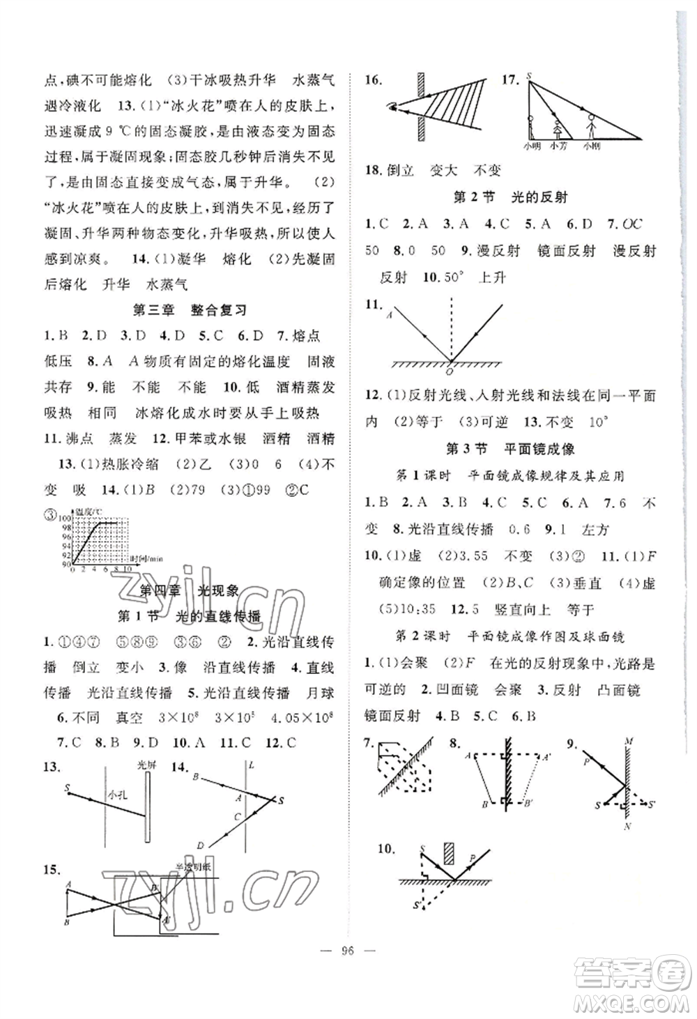 長江少年兒童出版社2022優(yōu)質(zhì)課堂導(dǎo)學(xué)案B自主作業(yè)八年級上冊物理人教版參考答案