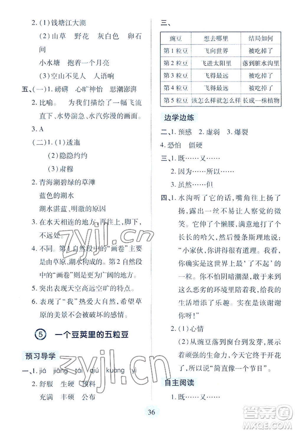 青島出版社2022新課堂學(xué)習(xí)與探究四年級(jí)上冊(cè)語(yǔ)文人教版參考答案