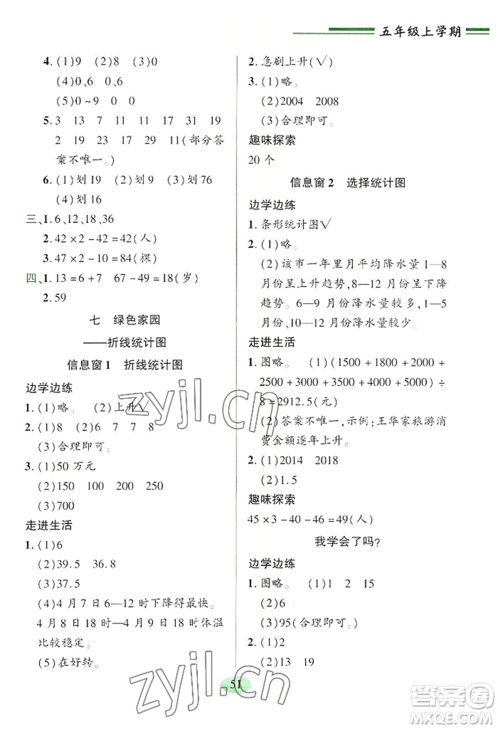 青島出版社2022新課堂學(xué)習(xí)與探究五年級上冊數(shù)學(xué)人教版參考答案