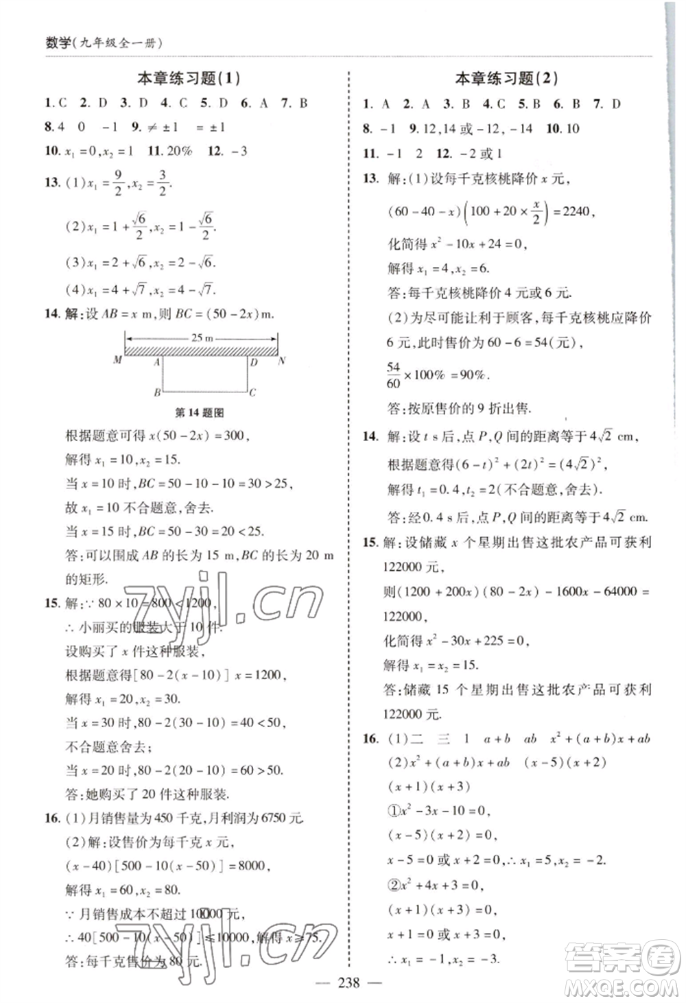 青島出版社2022新課堂學習與探究九年級數(shù)學人教版參考答案