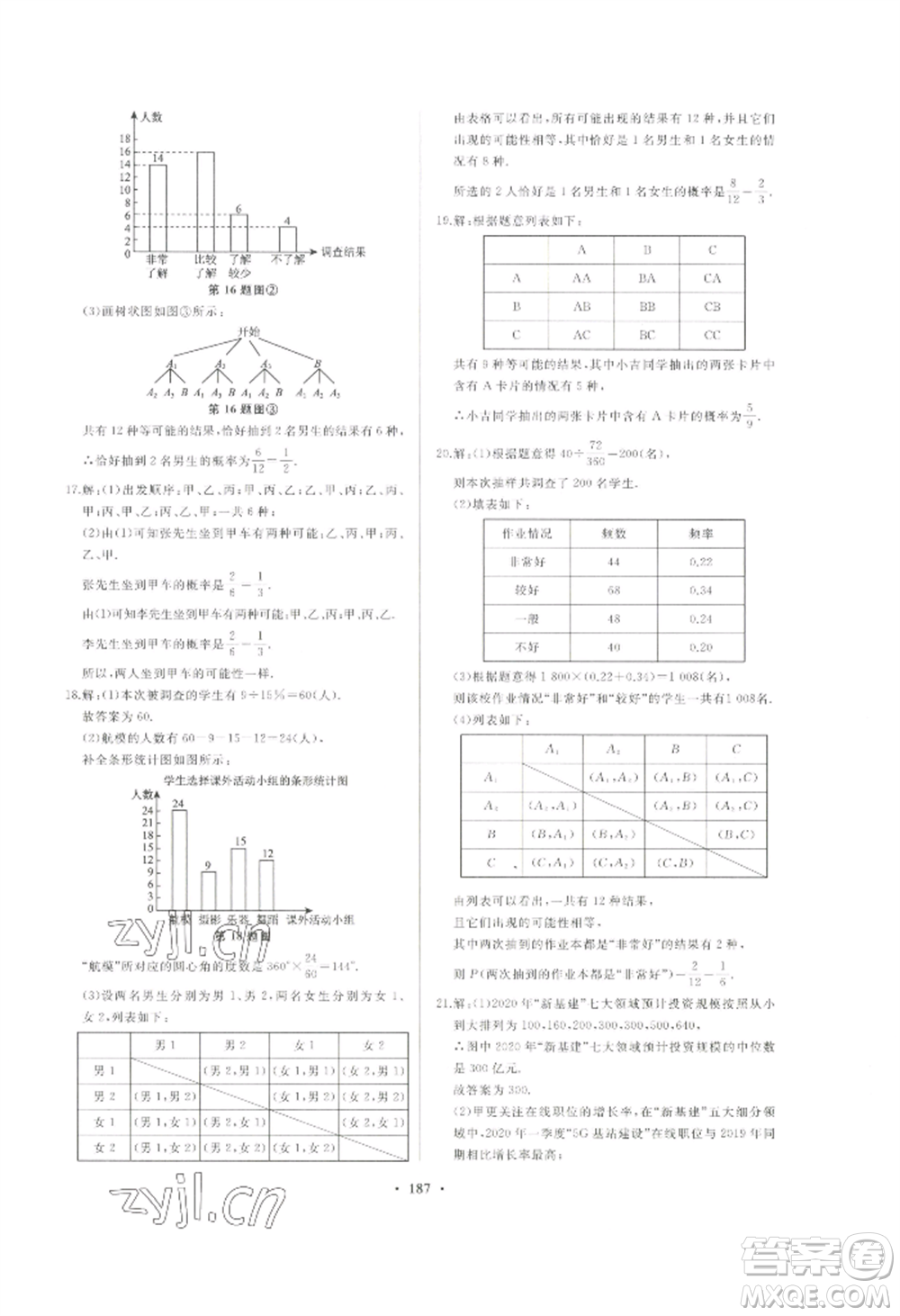 青島出版社2022新課堂學習與探究九年級數(shù)學人教版參考答案