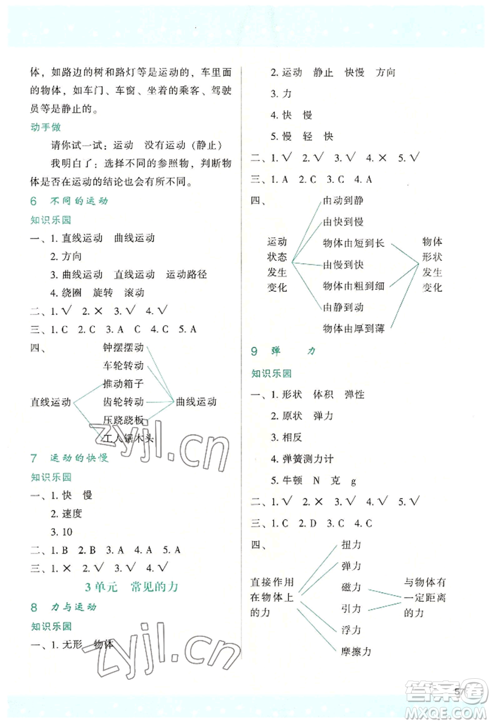 陜西人民教育出版社2022新課程學(xué)習(xí)與評價四年級上冊科學(xué)蘇教版B版參考答案