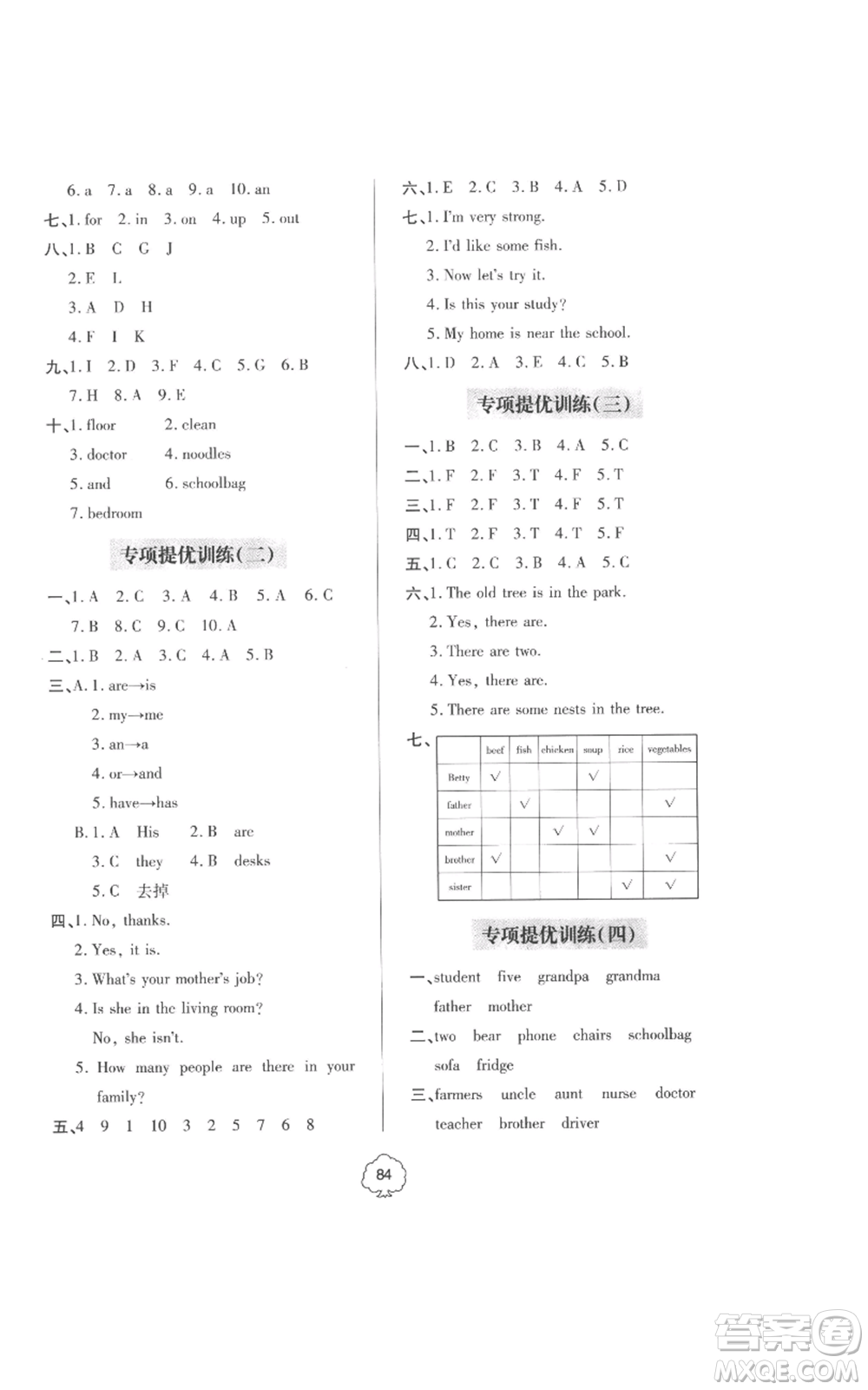 青島出版社2022新課堂同步學(xué)習(xí)與探究提優(yōu)訓(xùn)練四年級(jí)上冊(cè)英語(yǔ)人教版參考答案