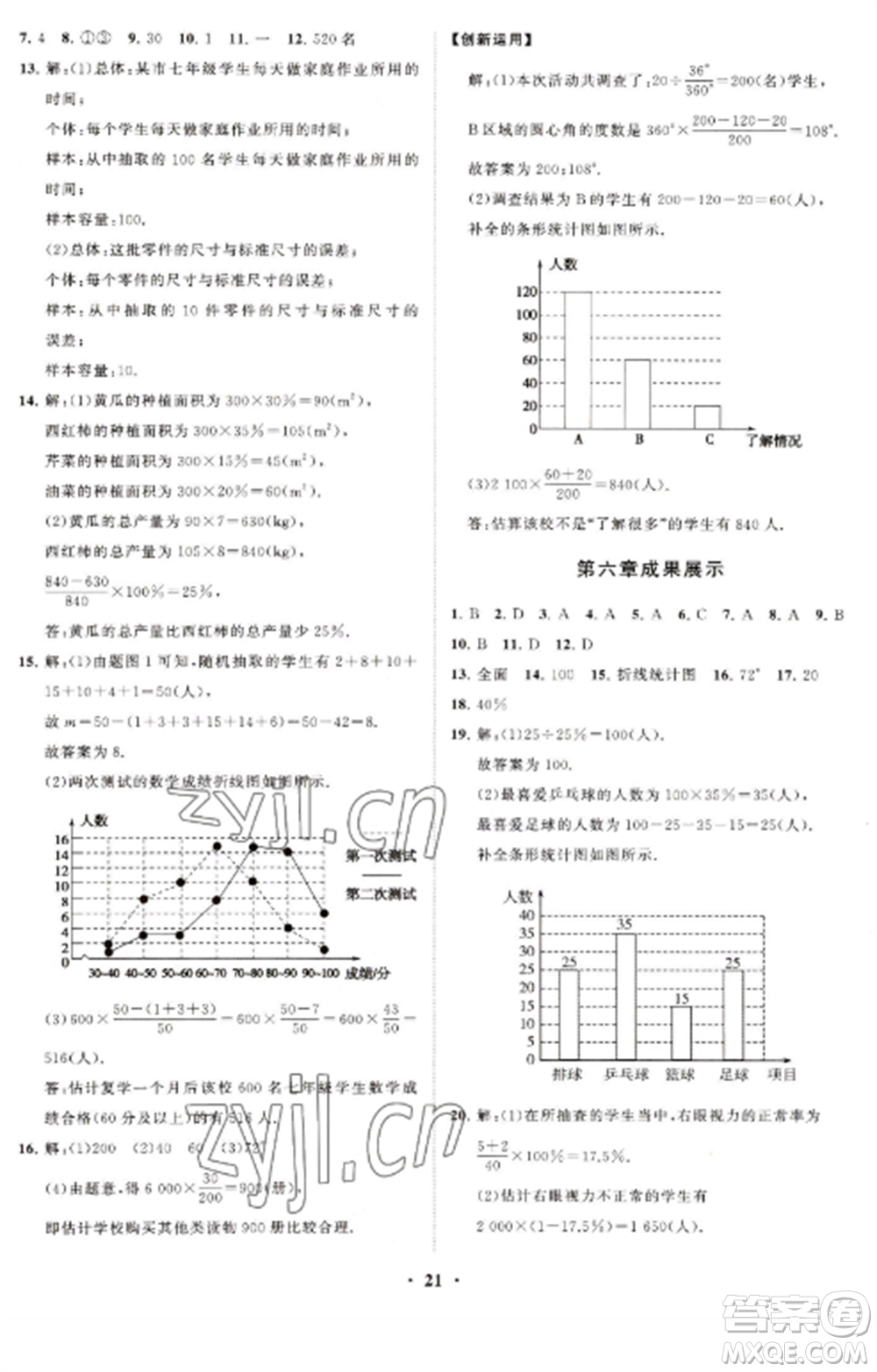 山東教育出版社2022初中同步練習(xí)冊(cè)分層卷七年級(jí)數(shù)學(xué)上冊(cè)北師大版參考答案