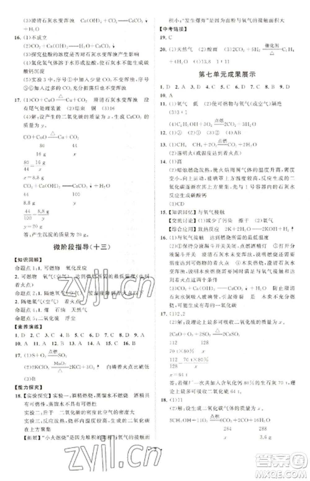 山東教育出版社2022初中同步練習(xí)冊分層卷九年級化學(xué)上冊人教版參考答案