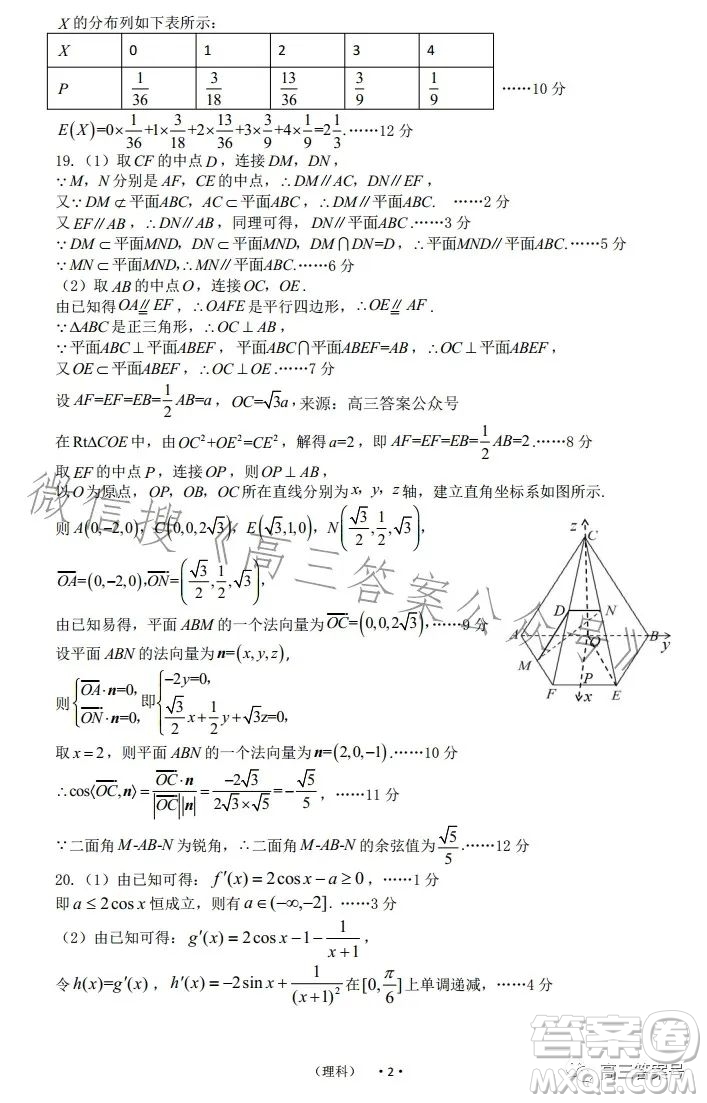 開(kāi)封市2023屆高三年級(jí)第一次模擬考試?yán)砜茢?shù)學(xué)試卷答案