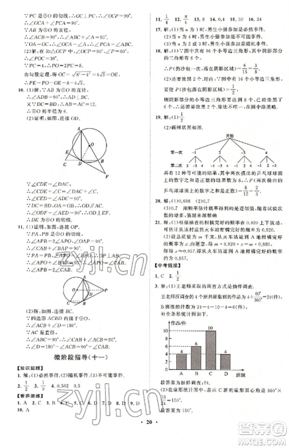 山東教育出版社2022初中同步練習(xí)冊分層卷九年級數(shù)學(xué)上冊人教版參考答案