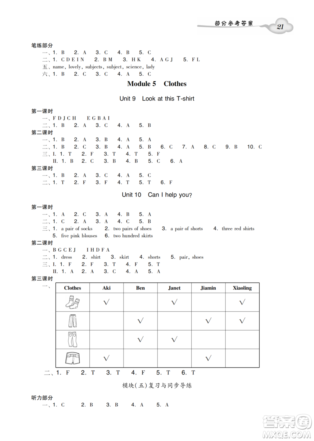 新世紀(jì)出版社2022小學(xué)英語雙基同步導(dǎo)學(xué)導(dǎo)練四年級上冊廣州版答案