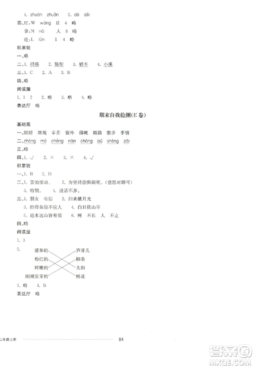 山東科學(xué)技術(shù)出版社2022同步練習(xí)冊(cè)配套單元自測(cè)卷二年級(jí)語(yǔ)文上冊(cè)人教版參考答案