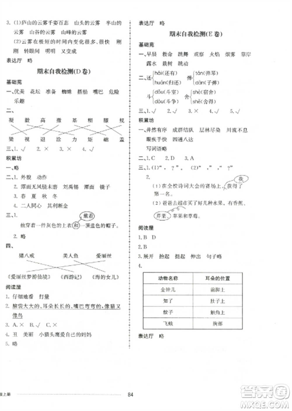 山東科學(xué)技術(shù)出版社2022同步練習(xí)冊配套單元自測卷三年級語文上冊人教版參考答案