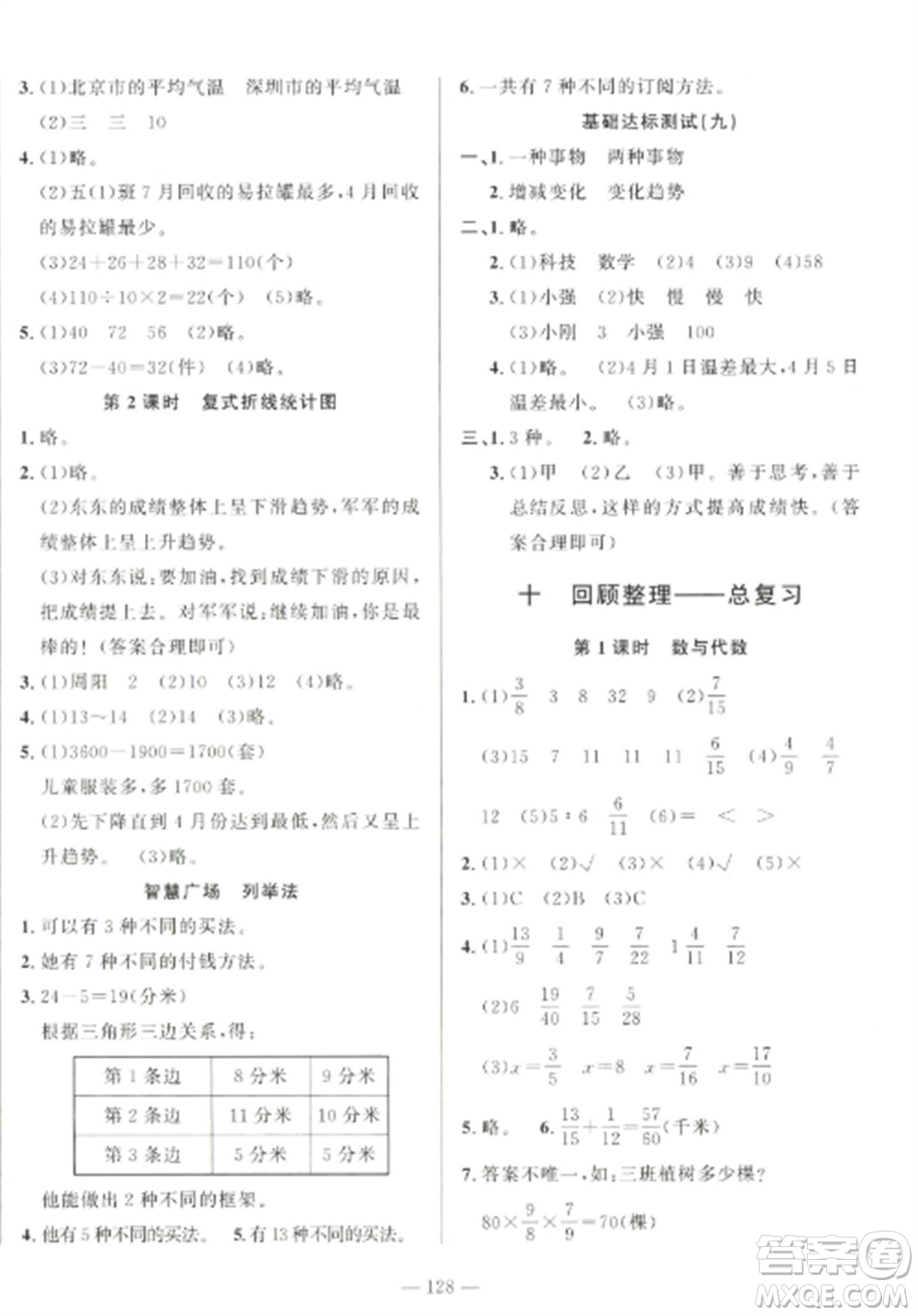 山東文藝出版社2022小學課堂同步訓練五年級數(shù)學上冊青島版五四學制參考答案