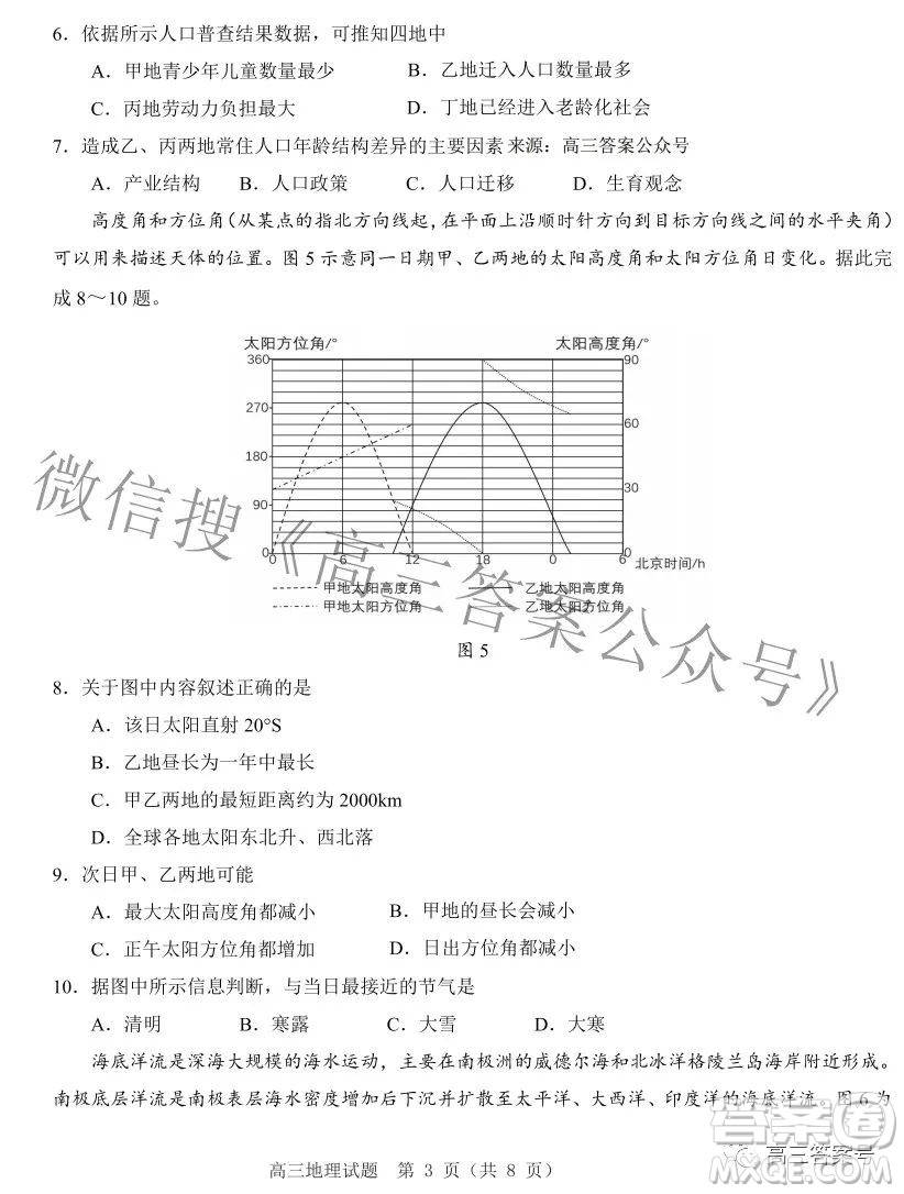 山東中學(xué)聯(lián)盟2020級高三12月百校大聯(lián)考地理試卷答案