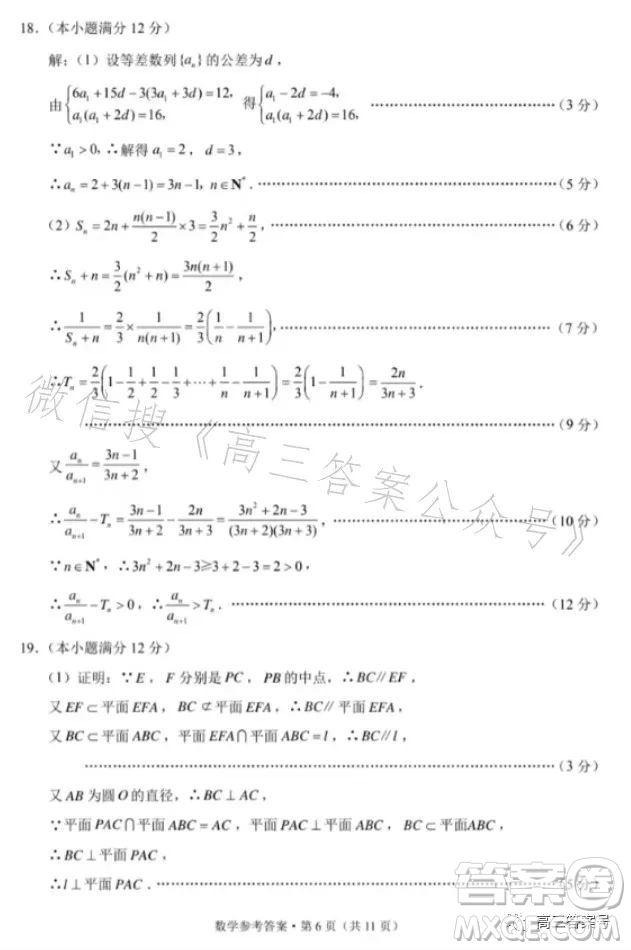 2023屆3+3+3高考備考診斷性聯(lián)考卷一數(shù)學(xué)試卷答案