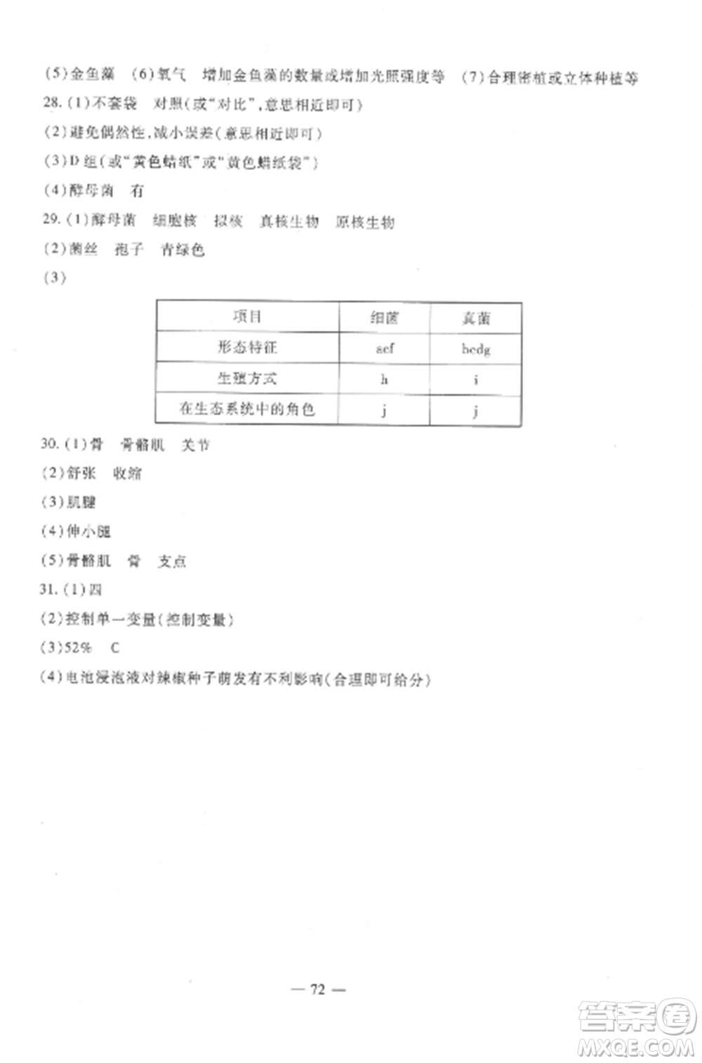 西安出版社2022期末金卷奪冠8套八年級生物上冊蘇教版河北專版參考答案