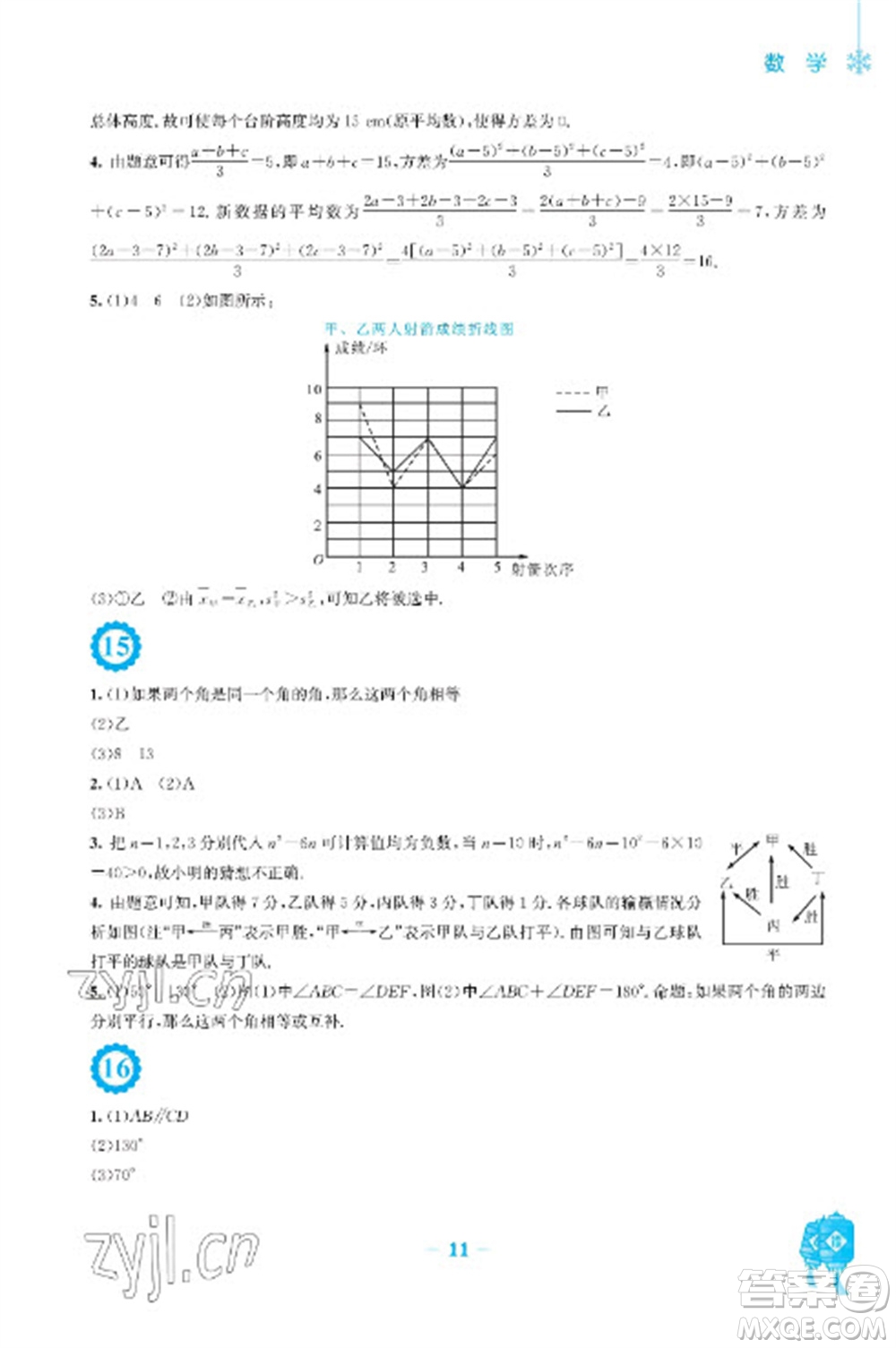 安徽教育出版社2023寒假作業(yè)八年級數(shù)學(xué)北師大版參考答案