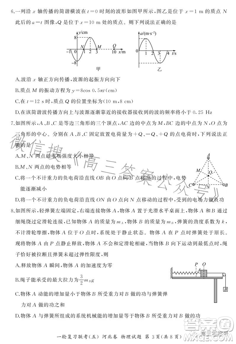 百師聯(lián)盟2023屆高三一輪復(fù)習(xí)聯(lián)考五河北卷物理試題答案