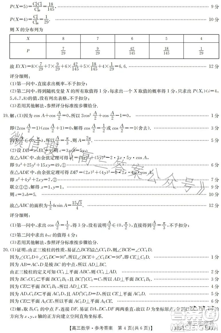 2023金太陽(yáng)高三1月聯(lián)考805C數(shù)學(xué)試卷答案