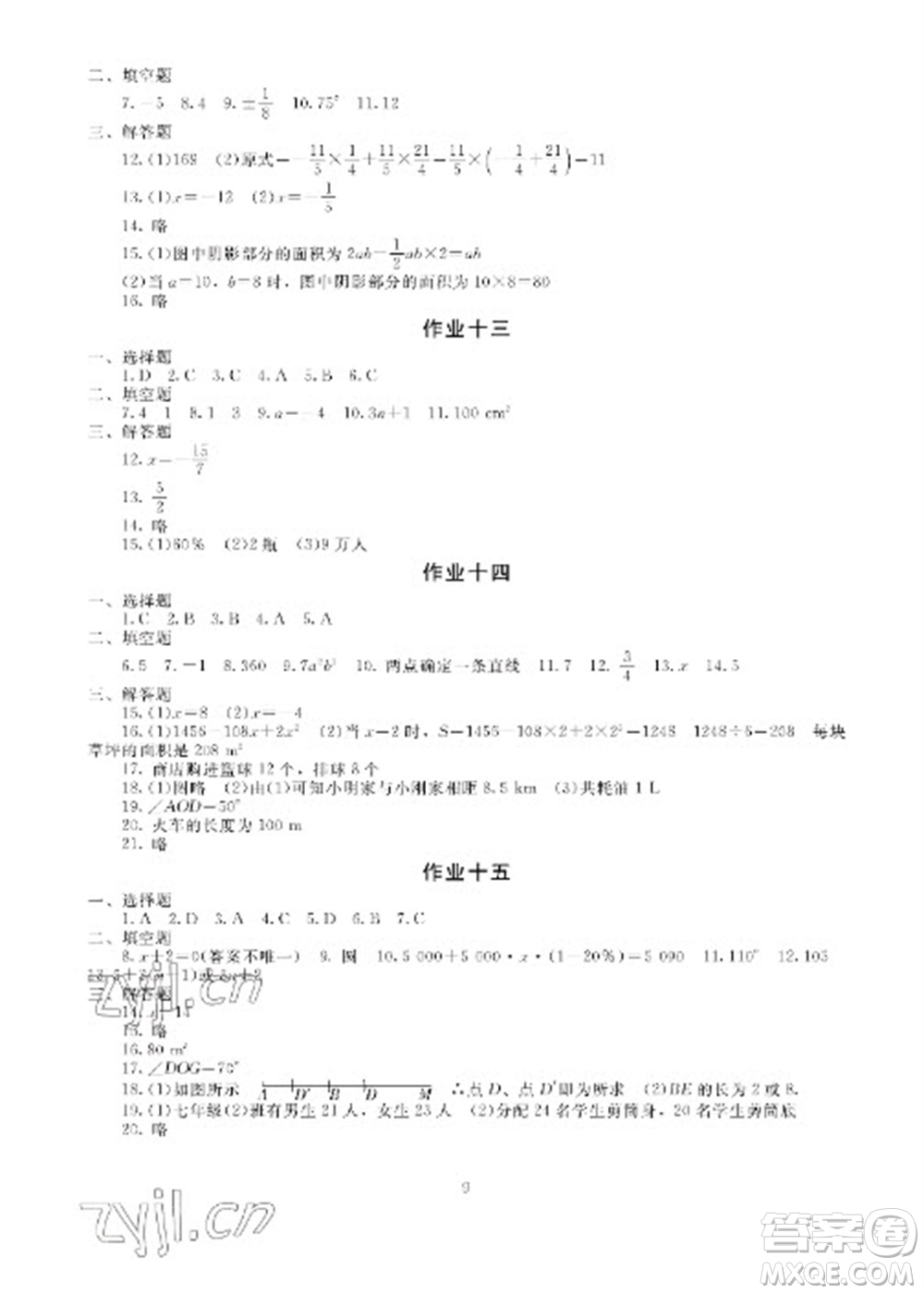 湖南少年兒童出版社2023寒假生活七年級(jí)主科合訂本通用版參考答案