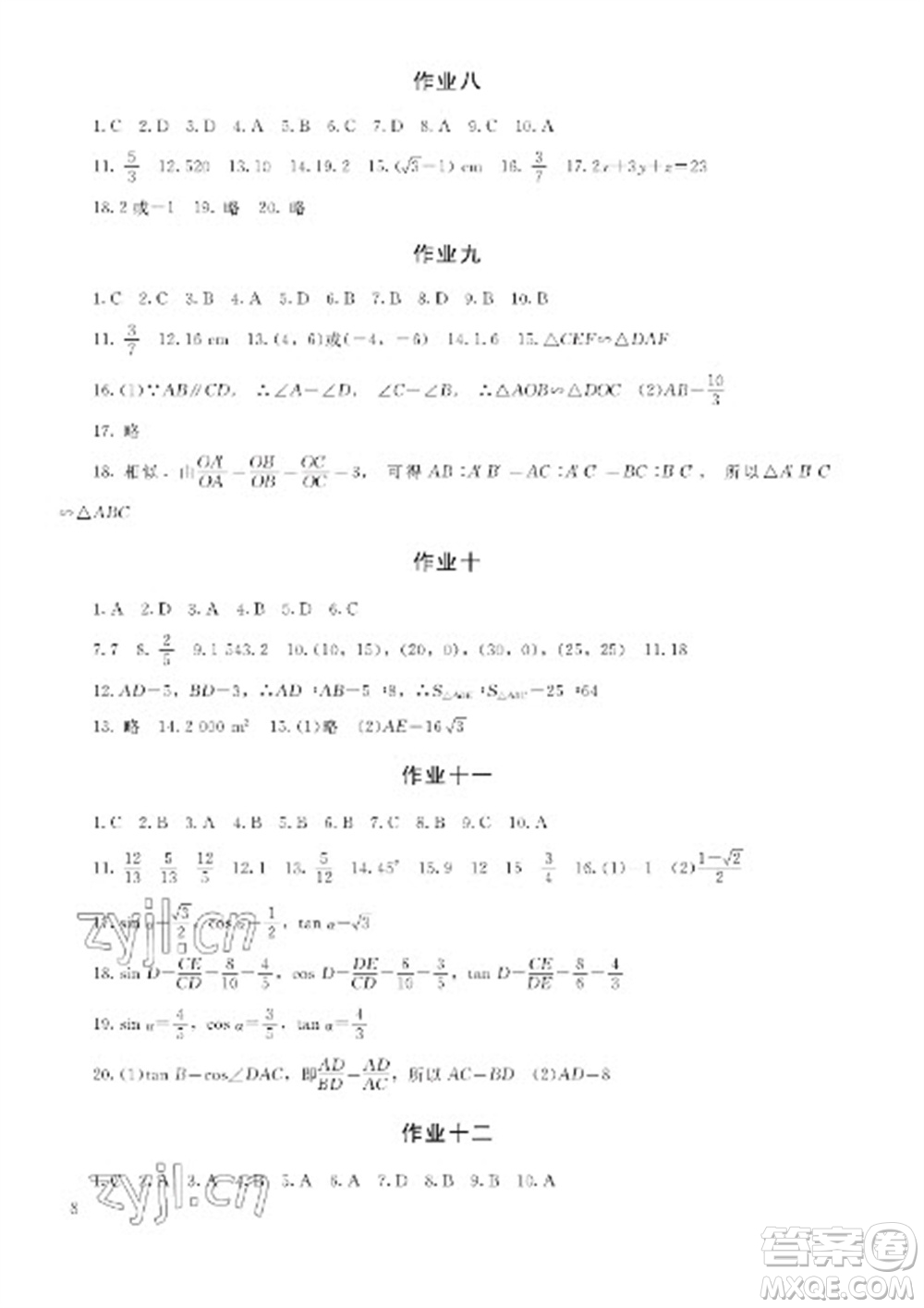 湖南少年兒童出版社2023寒假生活九年級主科合訂本通用版參考答案