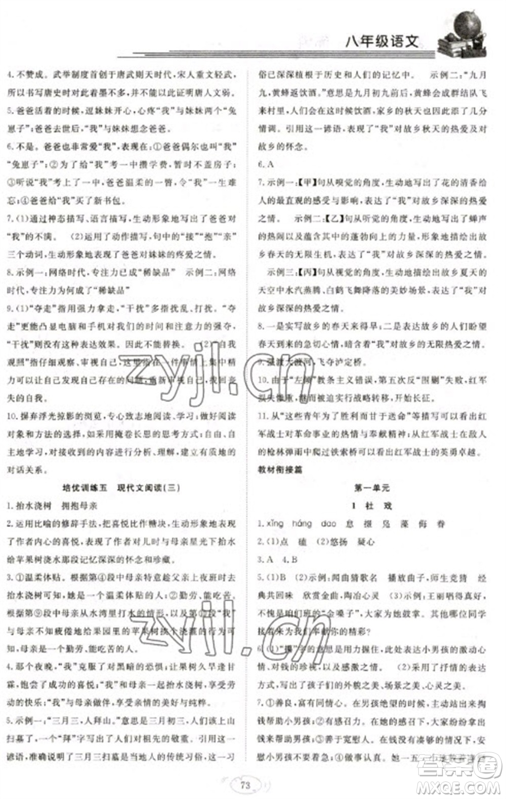 合肥工業(yè)大學(xué)出版社2023假期伴你行寒假復(fù)習(xí)計(jì)劃八年級語文通用版參考答案